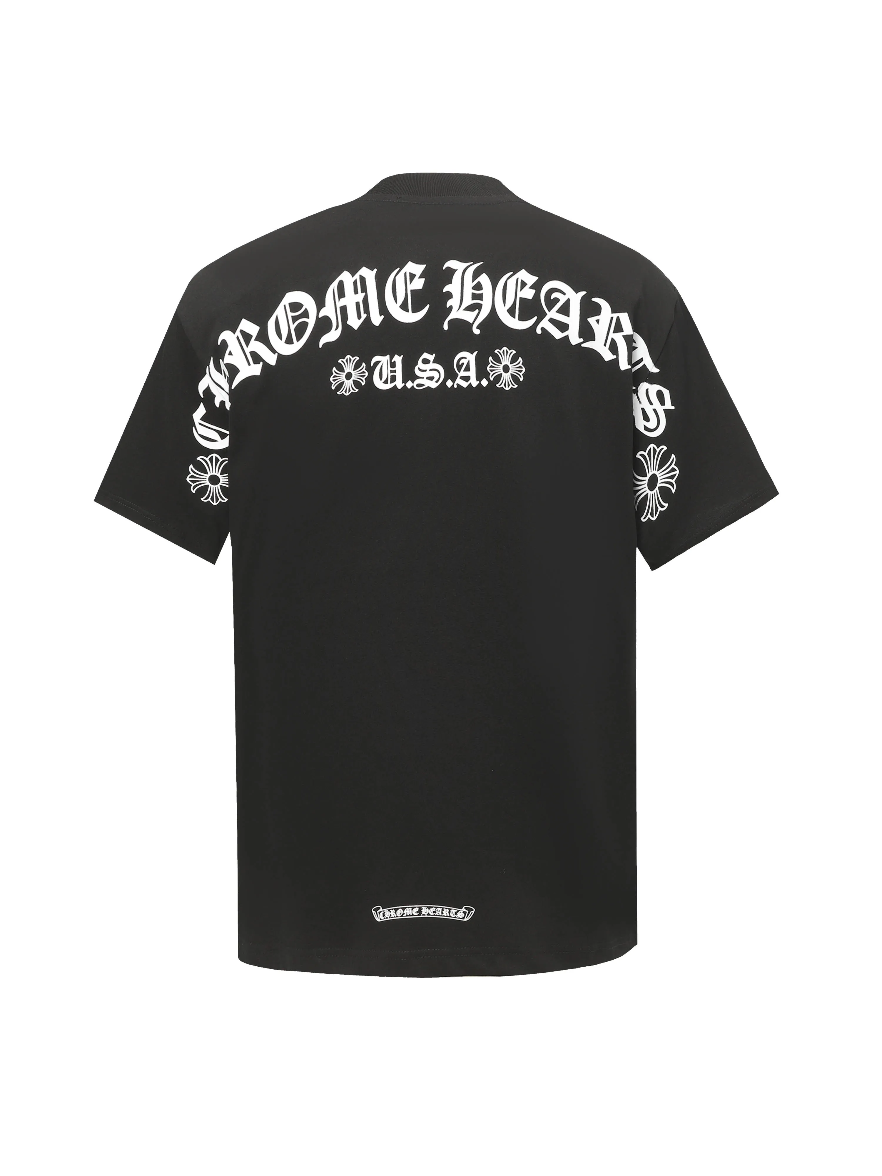 🅿️180 Chrome hearte/Chrome heart ch 25ss early spring Sanskrit letter printed short-sleeved T-shirt. A must-have item for daily commuting for men and women in light luxury. The correct version is welcome to compare. Detailed features: ·280 grams of 100% pure cotton double yarn jersey fabric. ·Custom-dyed in the same vat with special thickened 32 count double-strand 1x1 thread. ·Double-needle cross-stitching process. ·Original main mark washed hangtag. Color: black white. Size: XS-L